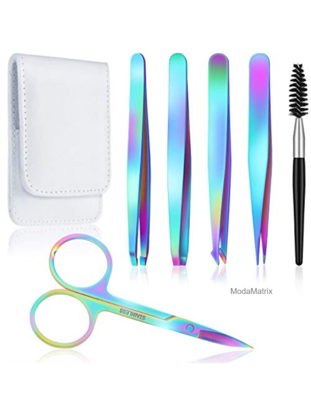 Precision Eyebrow Tweezers Set Stainless Steel 6 Pc